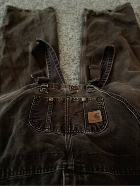 Vintage Carhartt Dark Brown Workwear Bib Overalls
